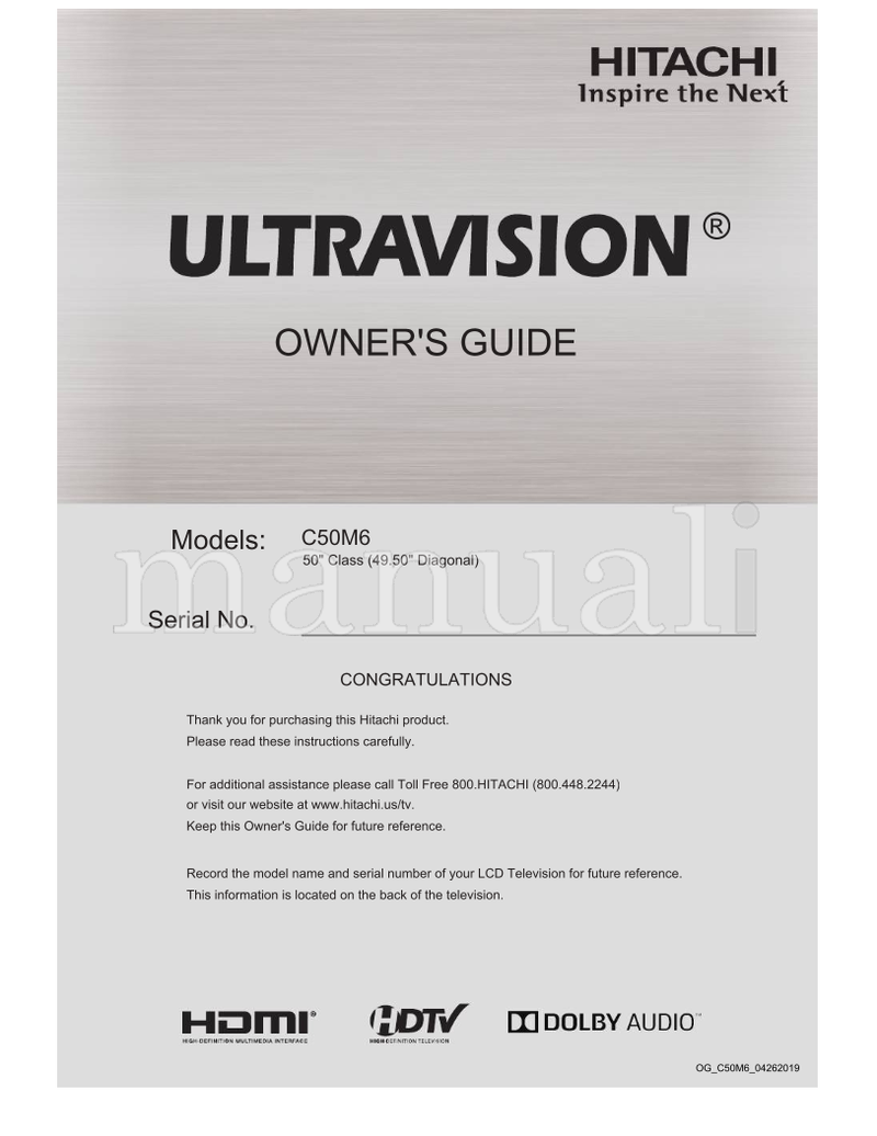 Hitachi C50M6 OGC50M604262019 (78 pages) TV Operating Manual