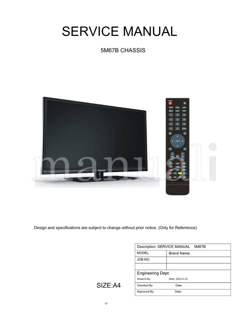 Hitachi 5M67B SIZEA4 (98 pages) TV Service Manual