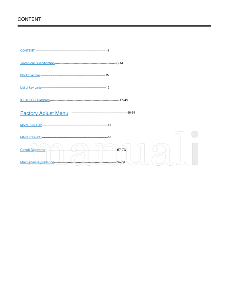 Hitachi 5M67B SIZEA4 (98 pages) TV Service Manual