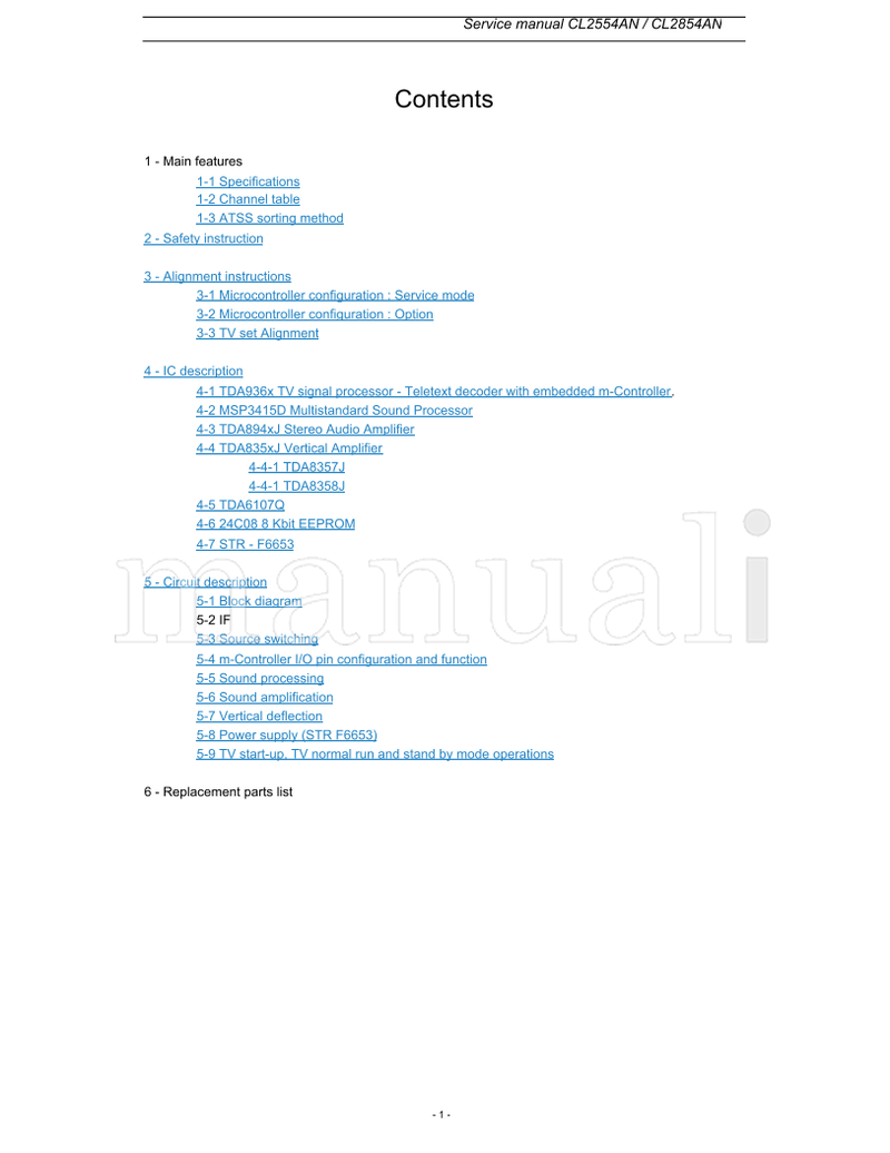 Hitachi CL2554AN CL2854AN (72 pages) TV Service Manual