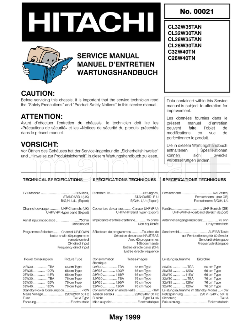 Hitachi CL32W35TAN 394 pages TV Service Manual
