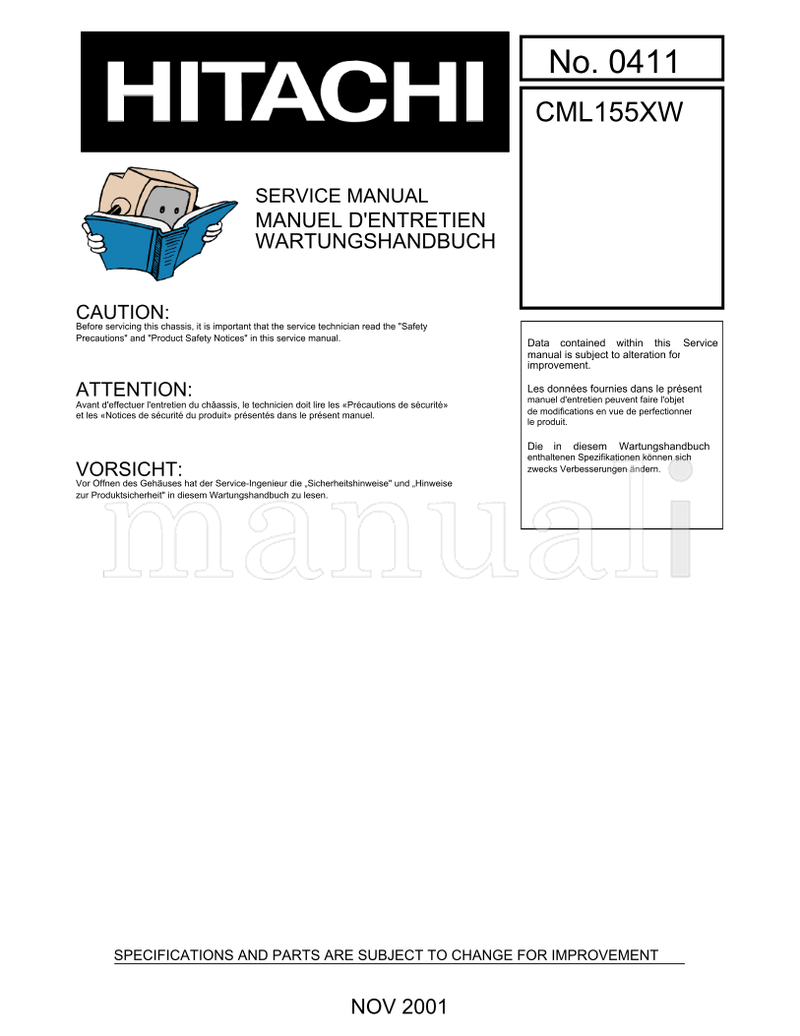 Hitachi CML155XW (48 pages) TV Service Manual