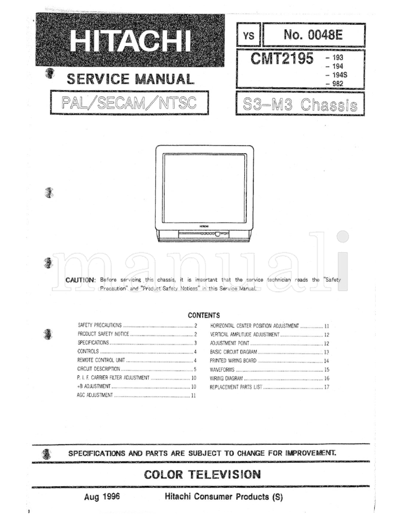 Hitachi CMT2195 (18 pages) TV Service Manual