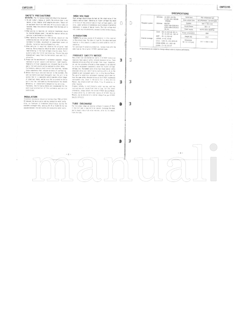 Hitachi CMT2195 (18 pages) TV Service Manual