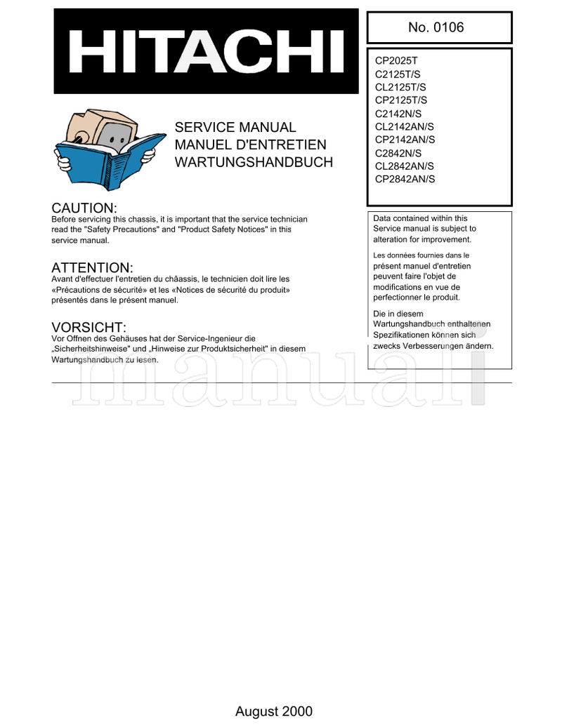 Hitachi CP2025T C2125T CL2125T CP2125T C2142N CL2142AN CP2142AN (75 pages) TV Service Manual