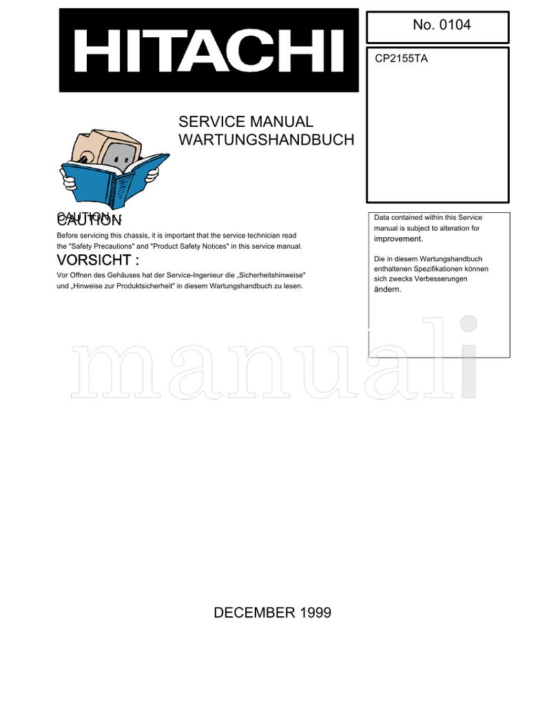 Hitachi CP2155TA (58 pages) TV Service Manual