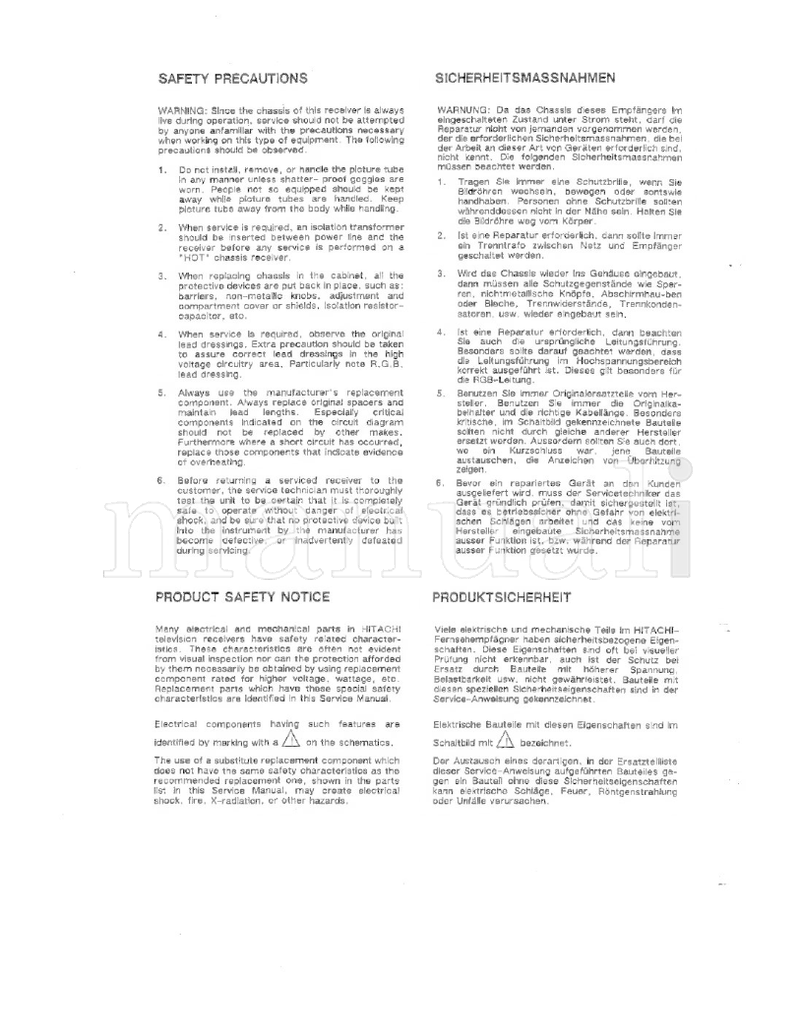 Hitachi CS2562TA (39 pages) TV Service Manual