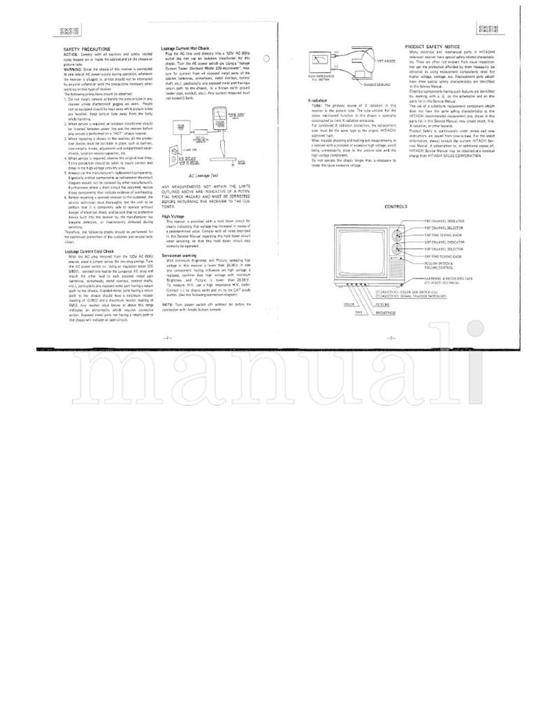 Hitachi CT1341 CT13C1 CT1342 CT13C2 (17 pages) TV Service Manual