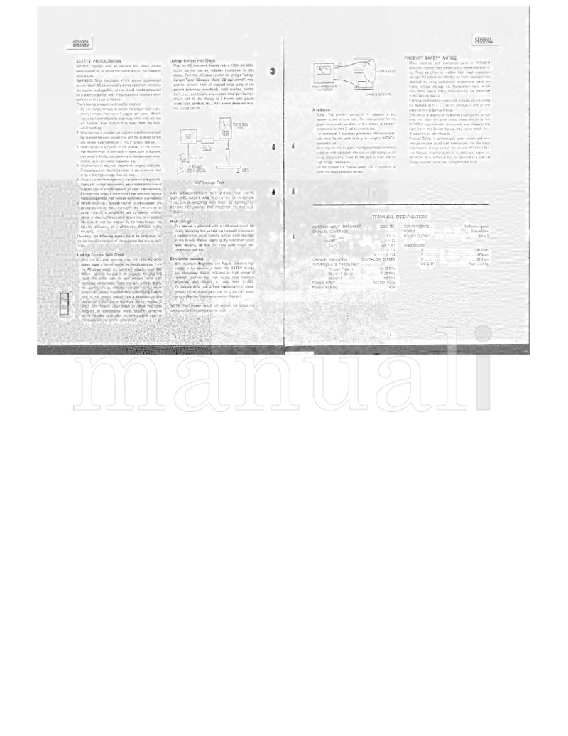 Hitachi CT2000S CT2000W (25 pages) TV Service Manual