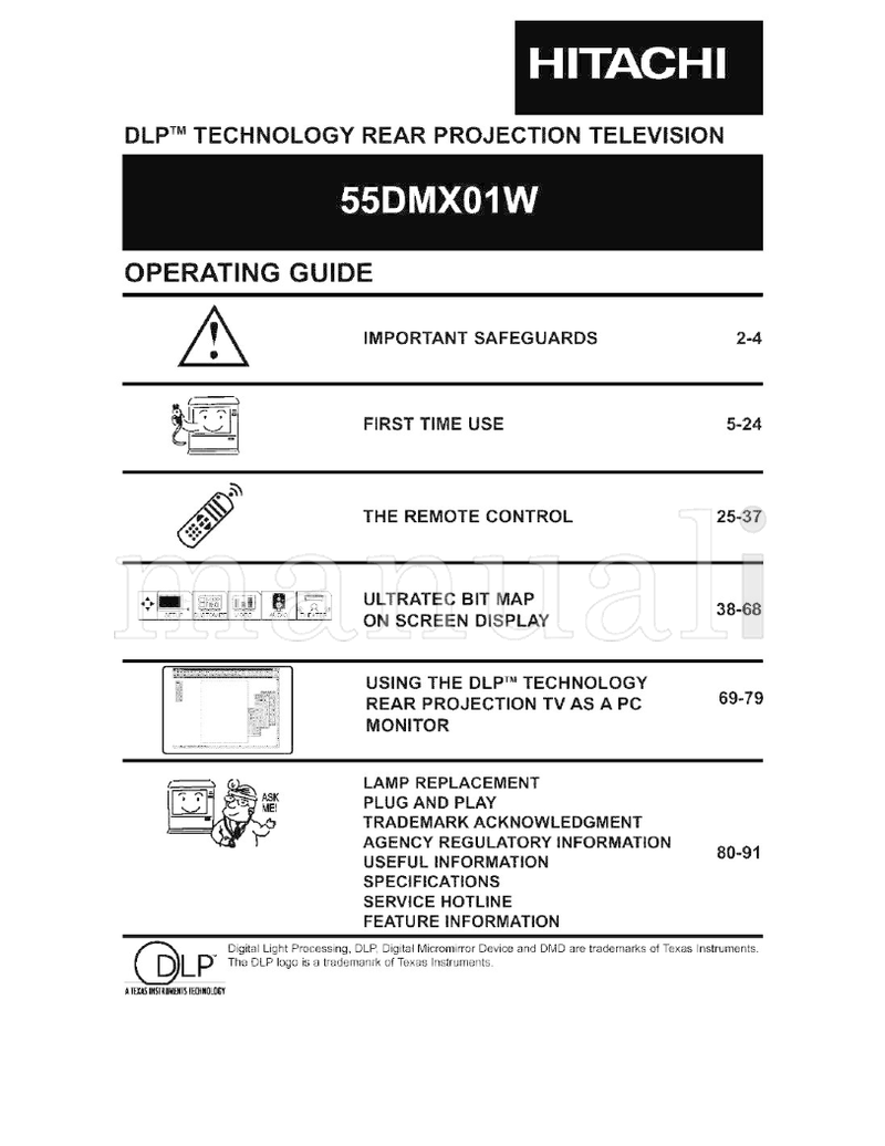 Hitachi DLP 55DMX01W (92 pages) TV Operating Manual