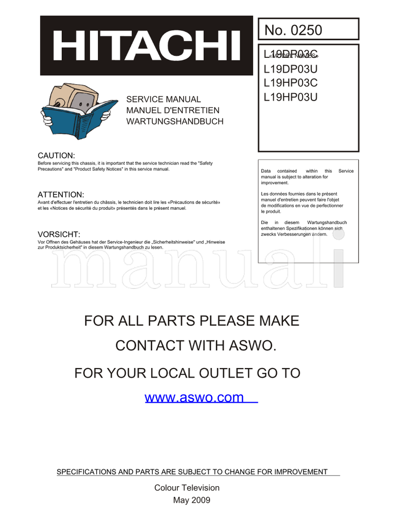 Hitachi L19DP03C L19DP03U L19HP03C L19HP03U (44 pages) TV Service Manual