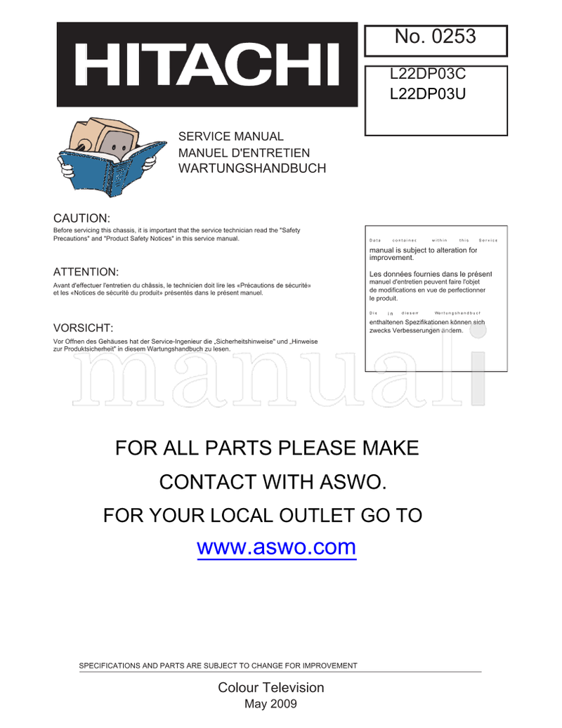 Hitachi L22DP03C L22DP03U (38 pages) TV Service Manual