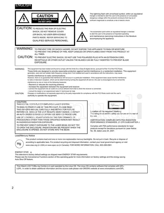 Hitachi L32BD304 (39 pages) TV Operating Manual