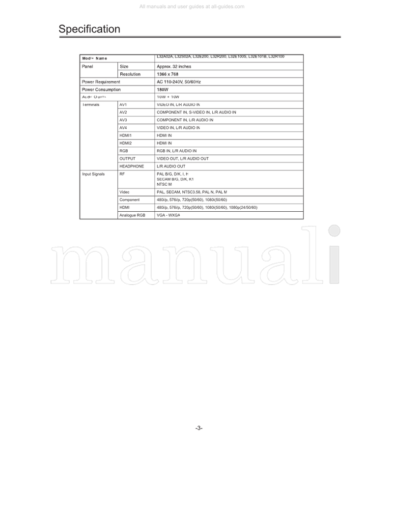 Hitachi L32S02A 0025E L32A02A L32E200 L32R200 L32E100S L32E101B (45 pages) TV Service Manual