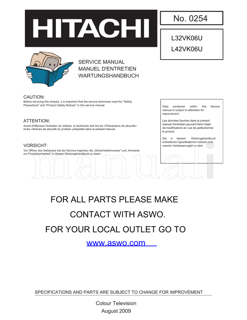 Hitachi L32VK06U L42VK06U (113 pages) TV Service Manual
