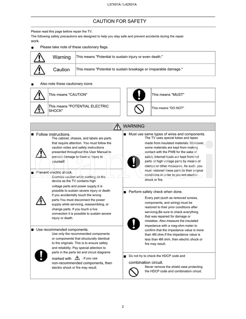 Hitachi L37X01A L42X01A (48 pages) TV Service Manual