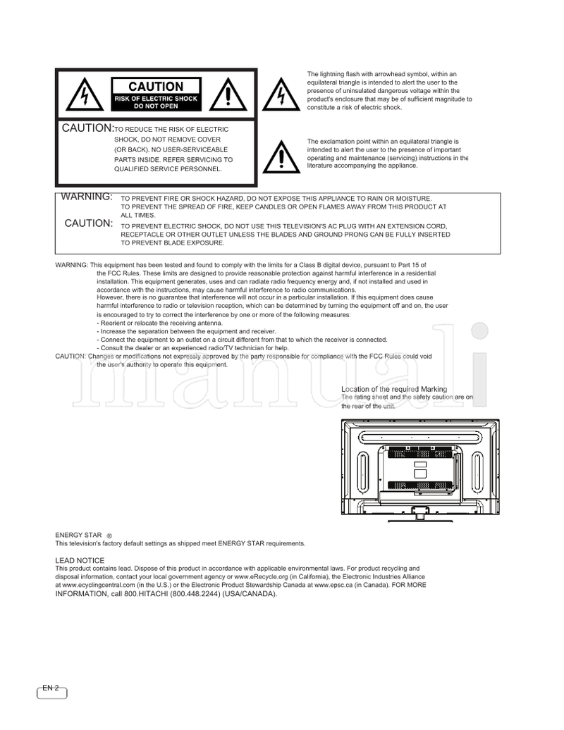 Hitachi LE40K507 (44 pages) TV Operating Manual