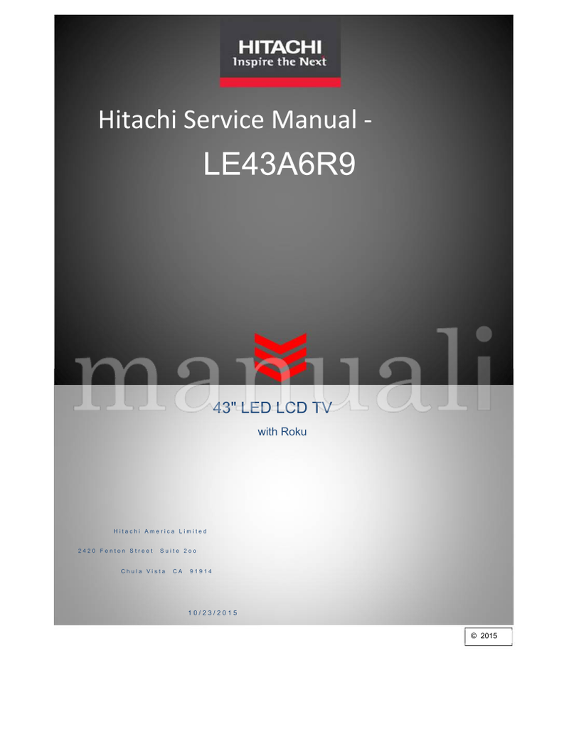 Hitachi LE43A6R9 (20 pages) TV Service Manual