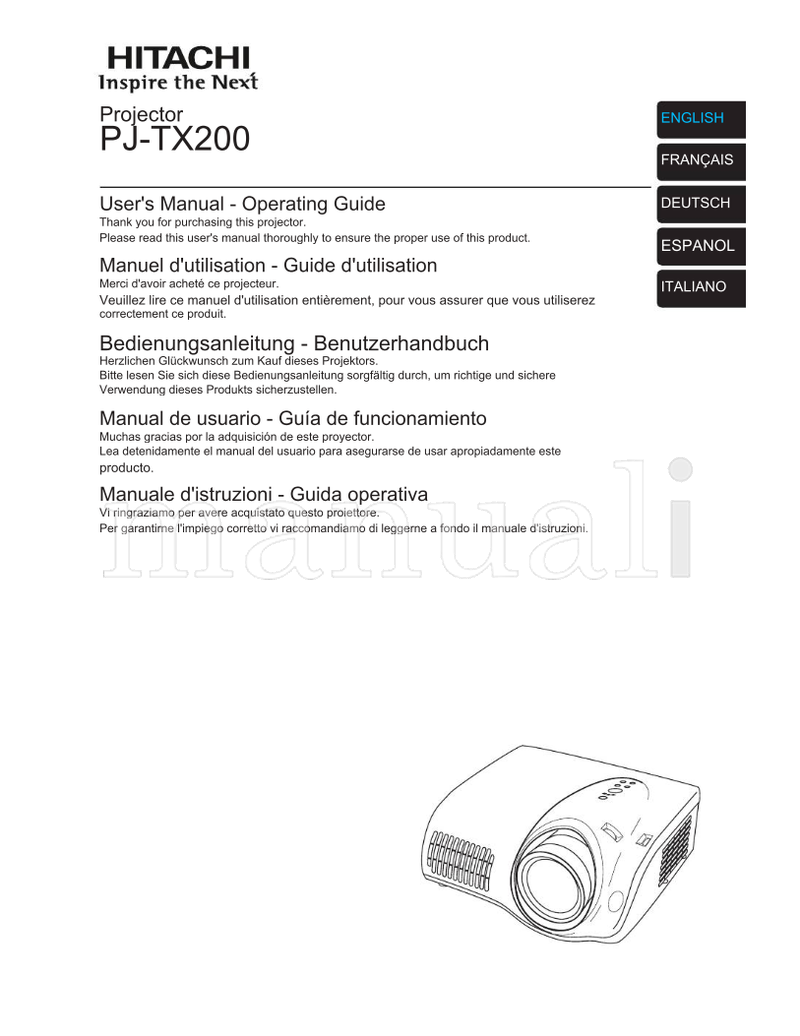 Hitachi PJ-TX200 (82 pages) TV Operating Manual