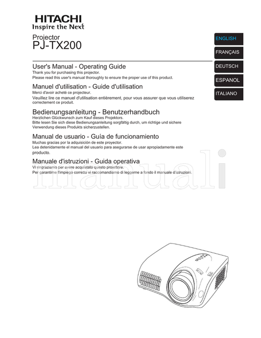 Hitachi PJ-TX200 (82 pages) TV Operating Manual