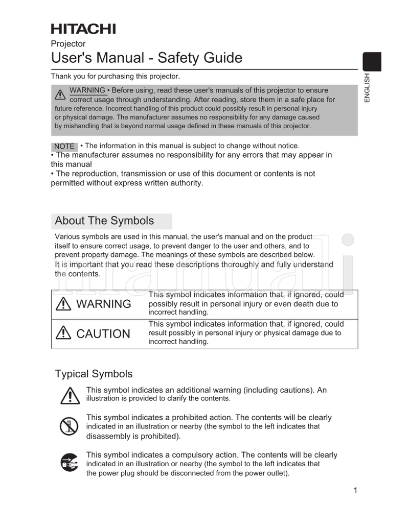 Hitachi PJ-TX200 (82 pages) TV Operating Manual