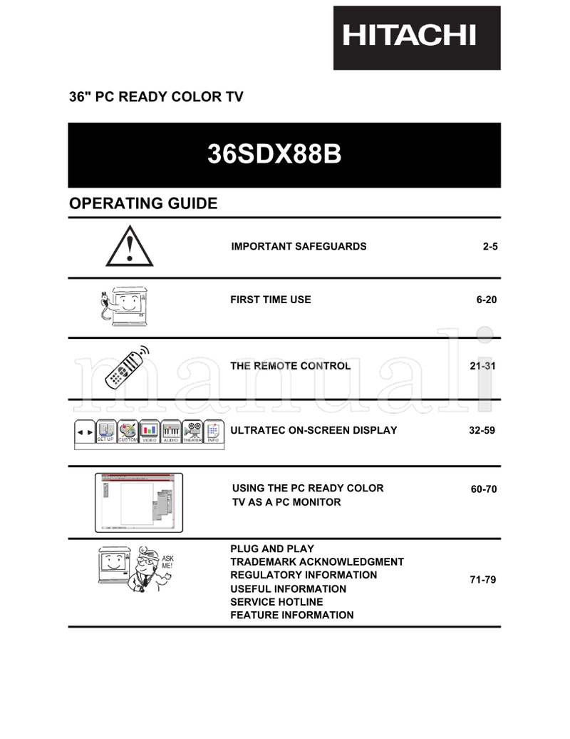 Hitachi 36SDX88B (81 pages) TV Operating Manual