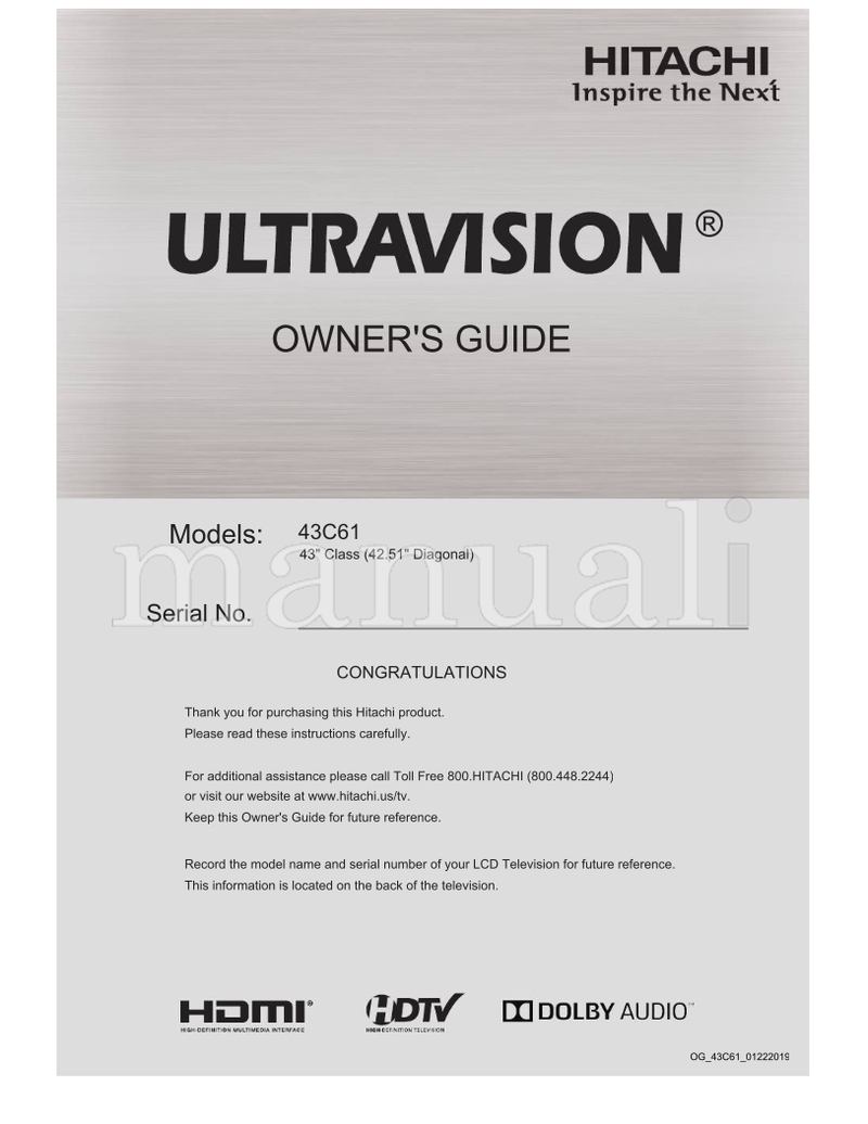 Hitachi 43C61 OG43C6101222019 (40 pages) TV Operating Manual