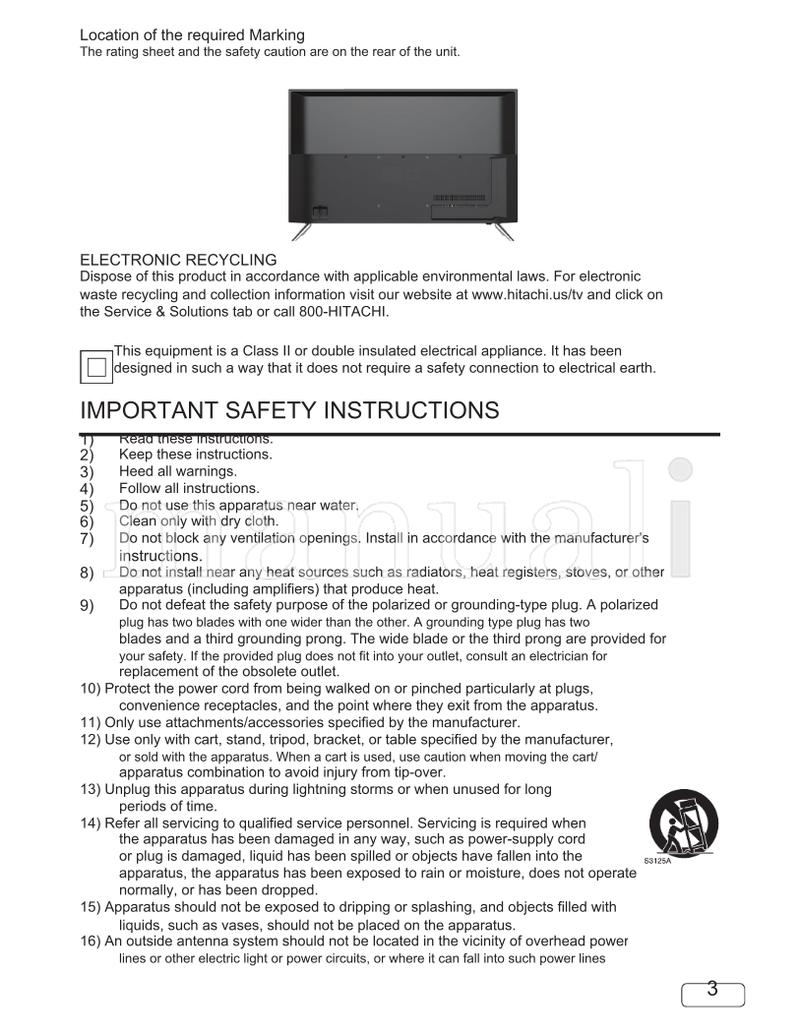 Hitachi 43C61 OG43C6101222019 (40 pages) TV Operating Manual