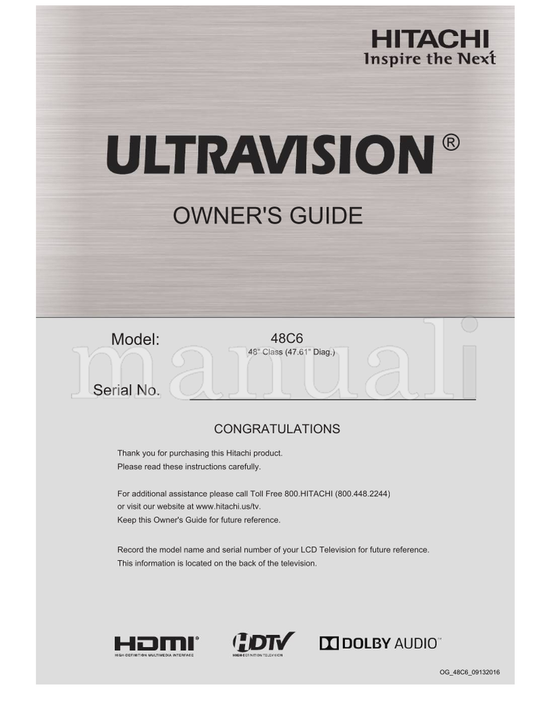 Hitachi OG48C609132016 (40 pages) TV Operating Manual