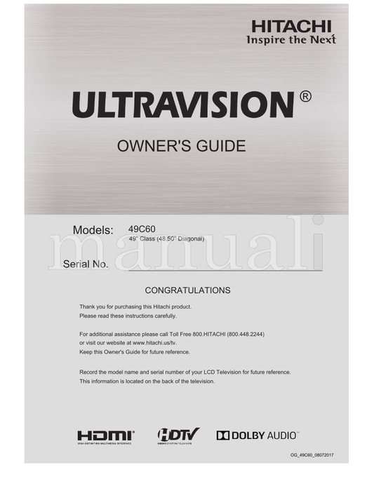 Hitachi 49C60 OG49C6008072017 (40 pages) TV Operating Manual