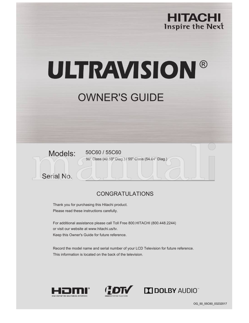 Hitachi 50C60 55C60 OG5055C6003232017 (40 pages) TV Operating Manual