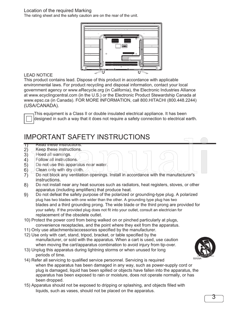 Hitachi 50C60 55C60 OG5055C6003232017 (40 pages) TV Operating Manual