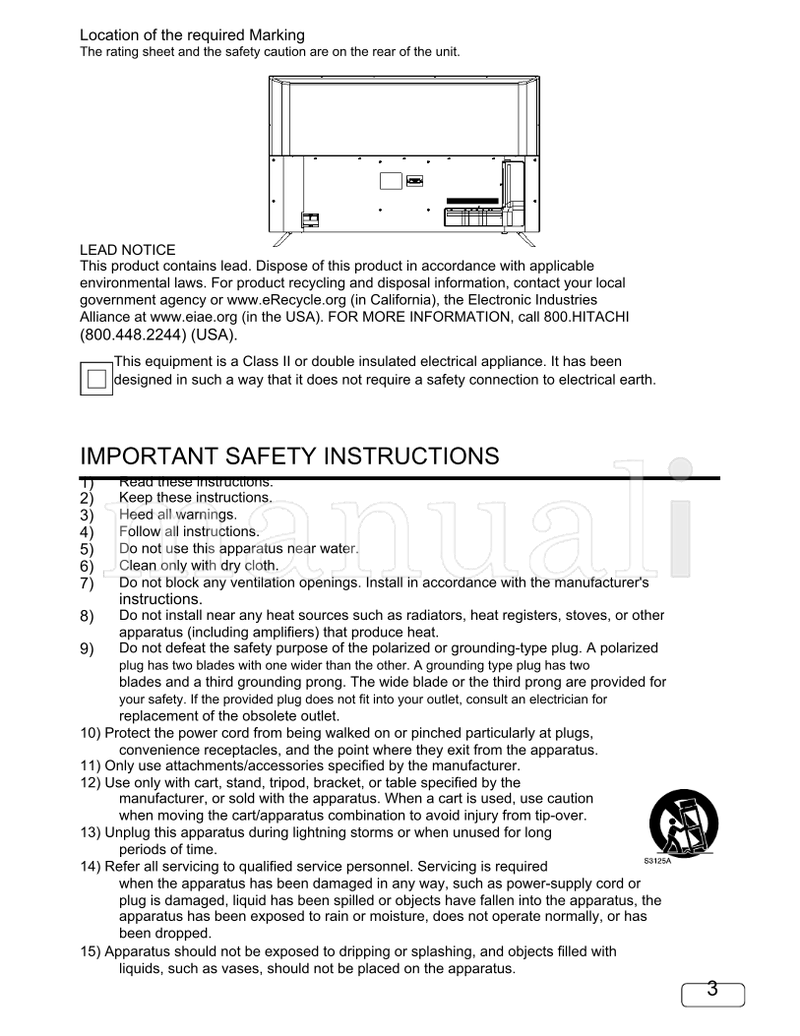 Hitachi 50C61 OG50C6150Z604232018 (40 pages) TV Operating Manual