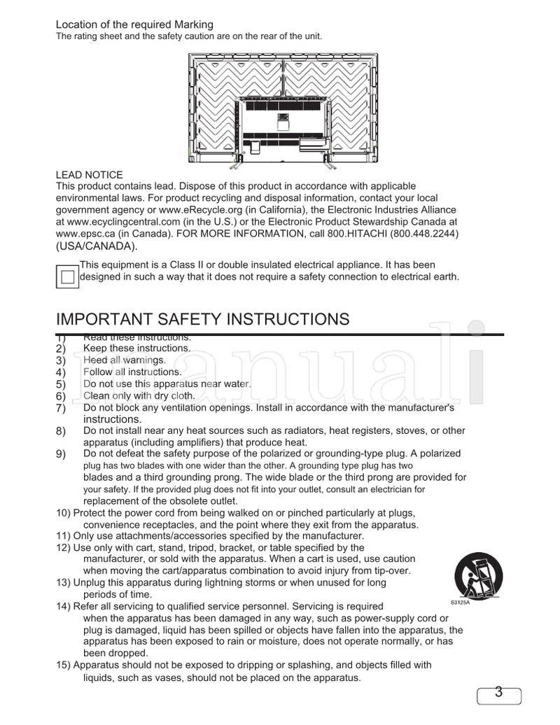 Hitachi 65L60 OG65L6003202017 (42 pages) TV Operating Manual