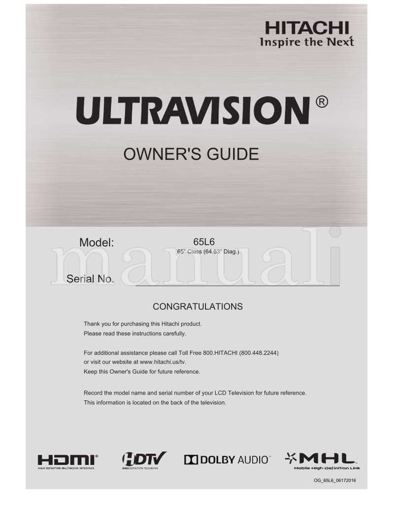 Hitachi OG65L606172016 (42 pages) TV Operating Manual