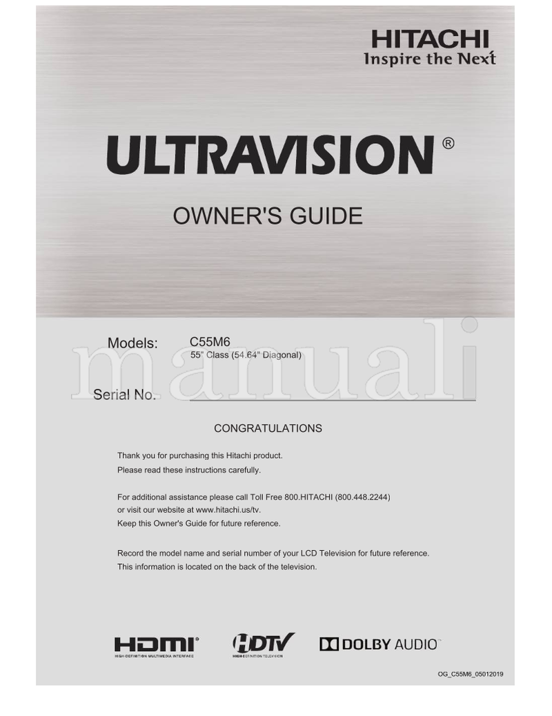 Hitachi C55M6 OGC55M605012019 (78 pages) TV Operating Manual