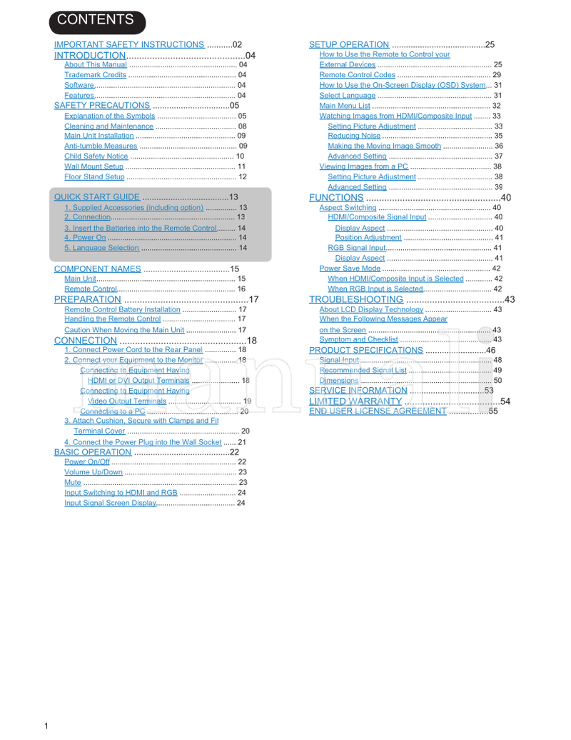 Hitachi UT37V702 UT42V702 UT47V702 (56 pages) TV Operating Manual