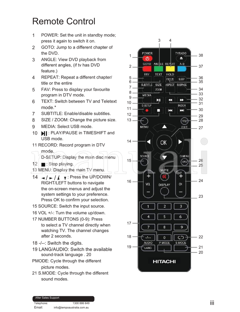 Hitachi VZ435100 (52 pages) TV Operating Manual