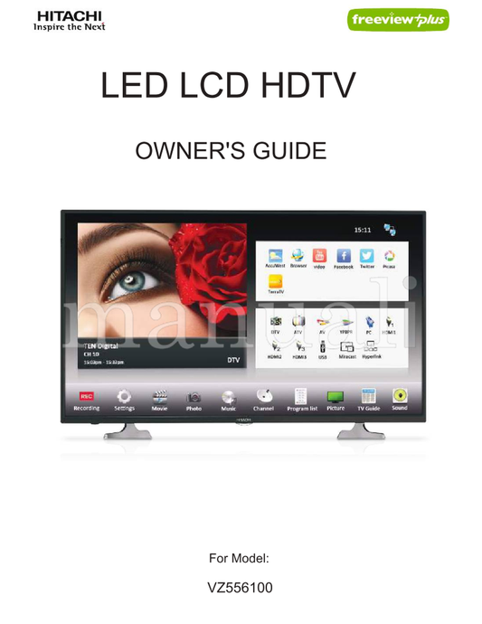 Hitachi VZ556100 (65 pages) TV Operating Manual