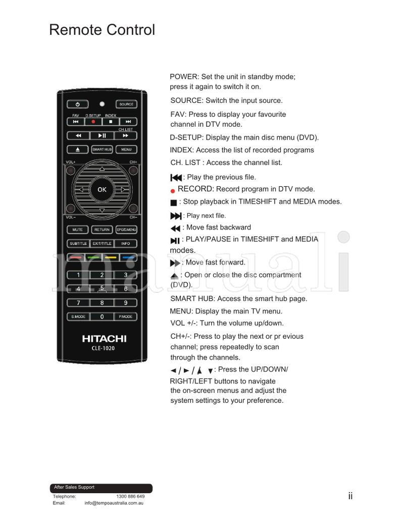 Hitachi VZ556100 (65 pages) TV Operating Manual