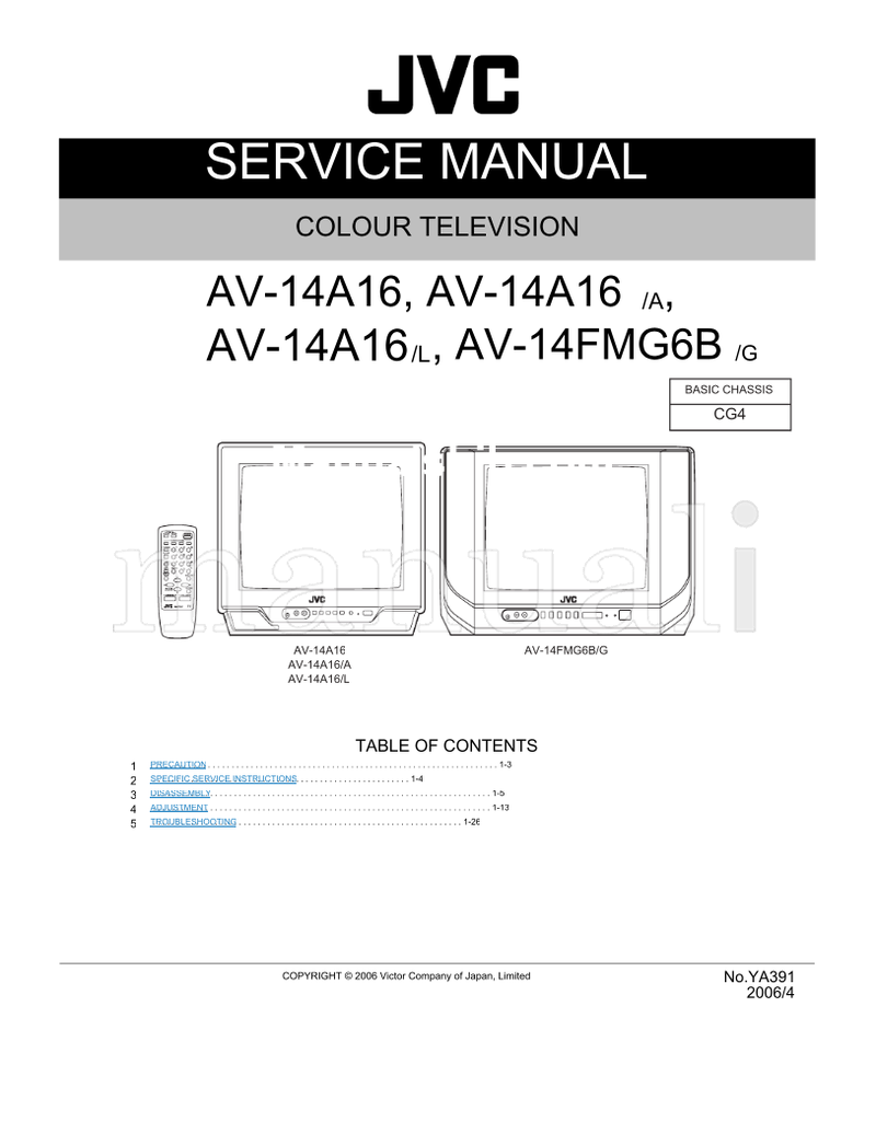 JVC YA391 AV-14A16 AV-14FMG6B (99 pages) TV Service Manual