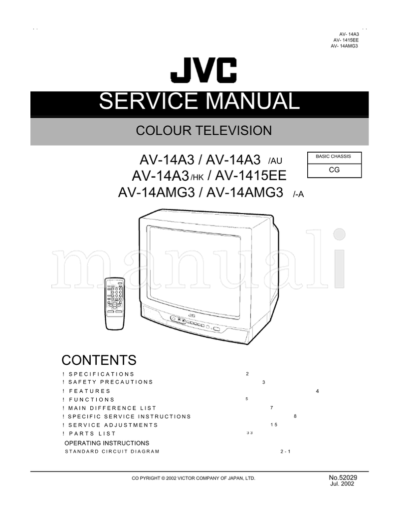 JVC AV-14AMG3 AV-14A3 AV-1415EE 52029 (50 pages) TV Service Manual