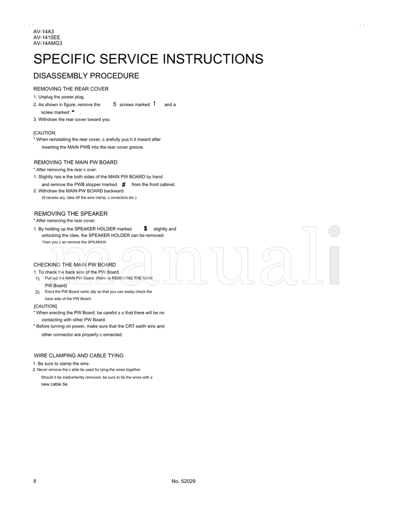 JVC AV-14AMG3 AV-14A3 AV-1415EE 52029 (50 pages) TV Service Manual