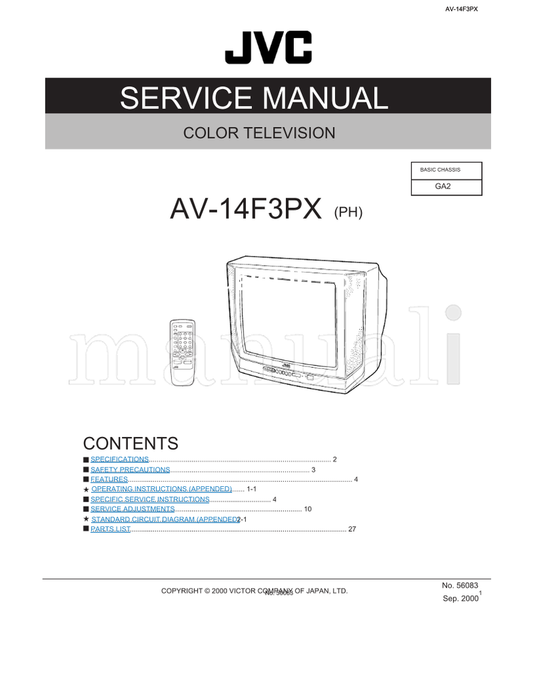 JVC AV-14F3PX 56083 (27 pages) TV Service Manual