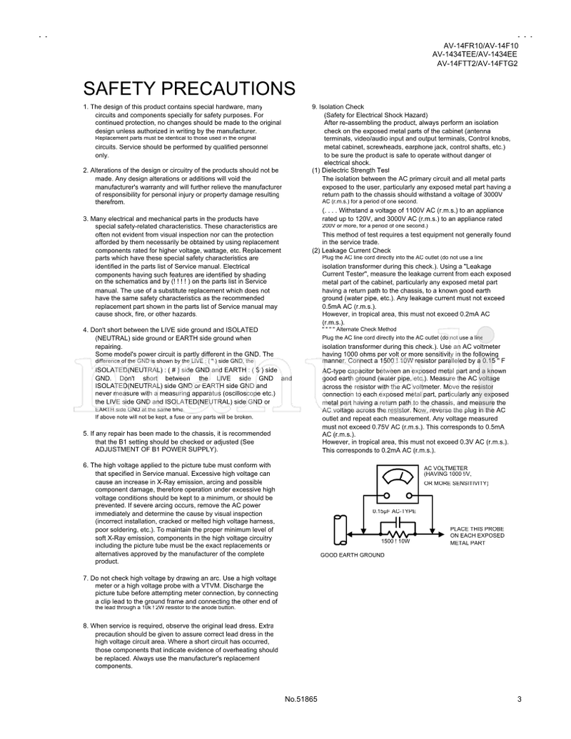 JVC AV-14FR10 AV-14F10 AV-1434TEE AV-1434EE AV-14FTT2 AV-14FTG2 (72 pages) TV Service Manual