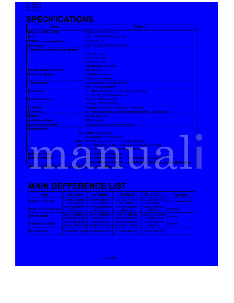 JVC 16758 (49 pages) TV Service Manual
