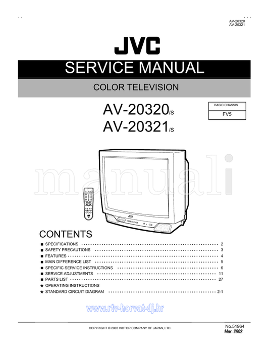 JVC AV-20320 AV-20321 51964 (42 pages) TV Service Manual