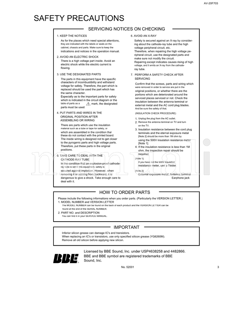 JVC RM-C309G AV-20F703 52001 (48 pages) TV Service Manual
