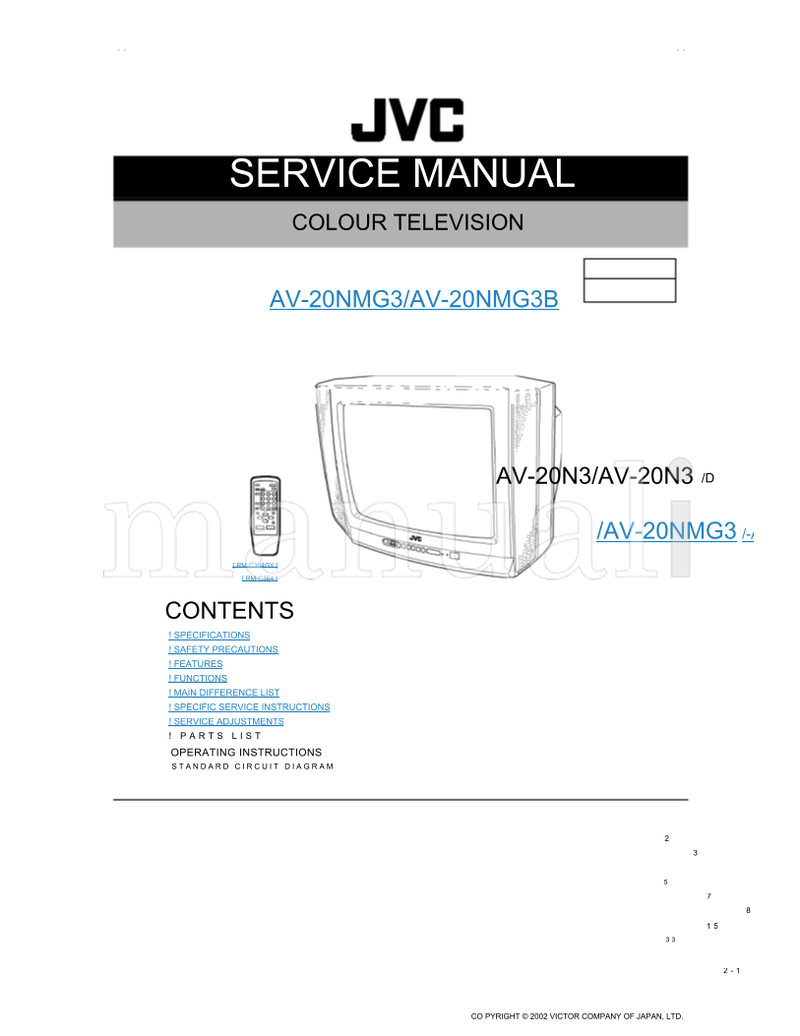 JVC AV-20NMG3 AV-20NMG3B AV-20N3 52025 (32 pages) TV Service Manual