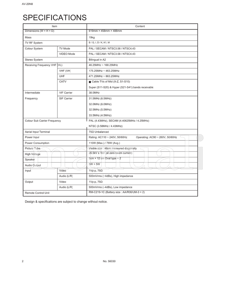 JVC AV-20N8 56030 (27 pages) TV Service Manual